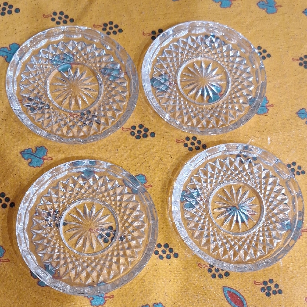 Set of Four Clear Glass Coasters